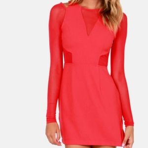 Lush Red Cutout Shoulder Sheer Dress Small Valentine's Day
